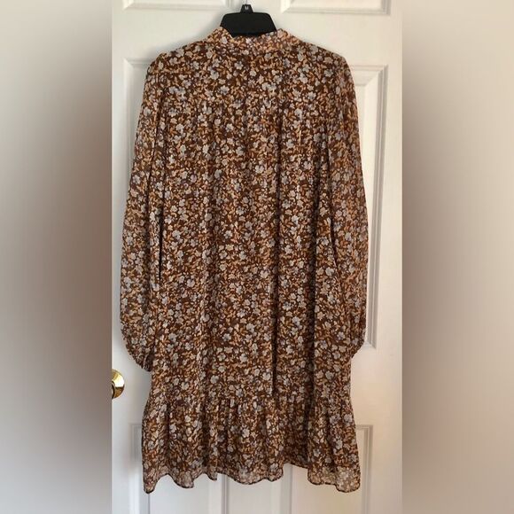 MSK DRESS WOMEN'S SIZE MEDIUM COLLARED BUTTON-DOWN CHIFFON RUFFLE HEM CHIFFON - Picture 6 of 12